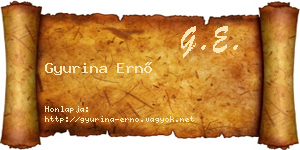 Gyurina Ernő névjegykártya